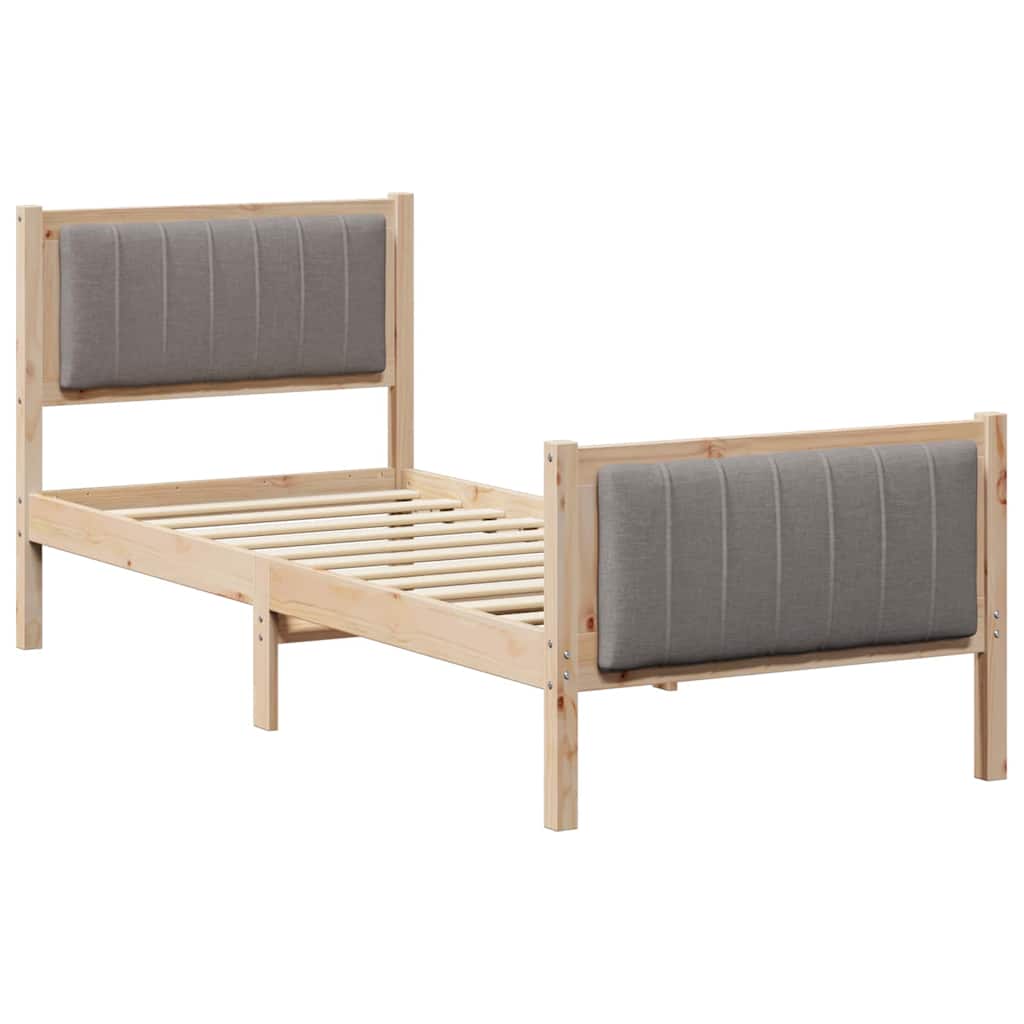 Cadre de lit Marron et taupe 75 x 190 cm Bois massif en pin - XIOS