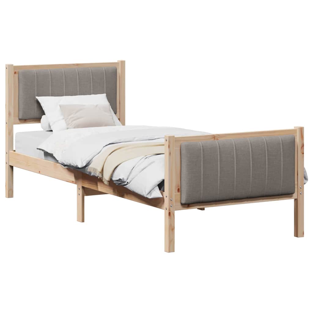 Cadre de lit Marron et taupe 75 x 190 cm Bois massif en pin - XIOS