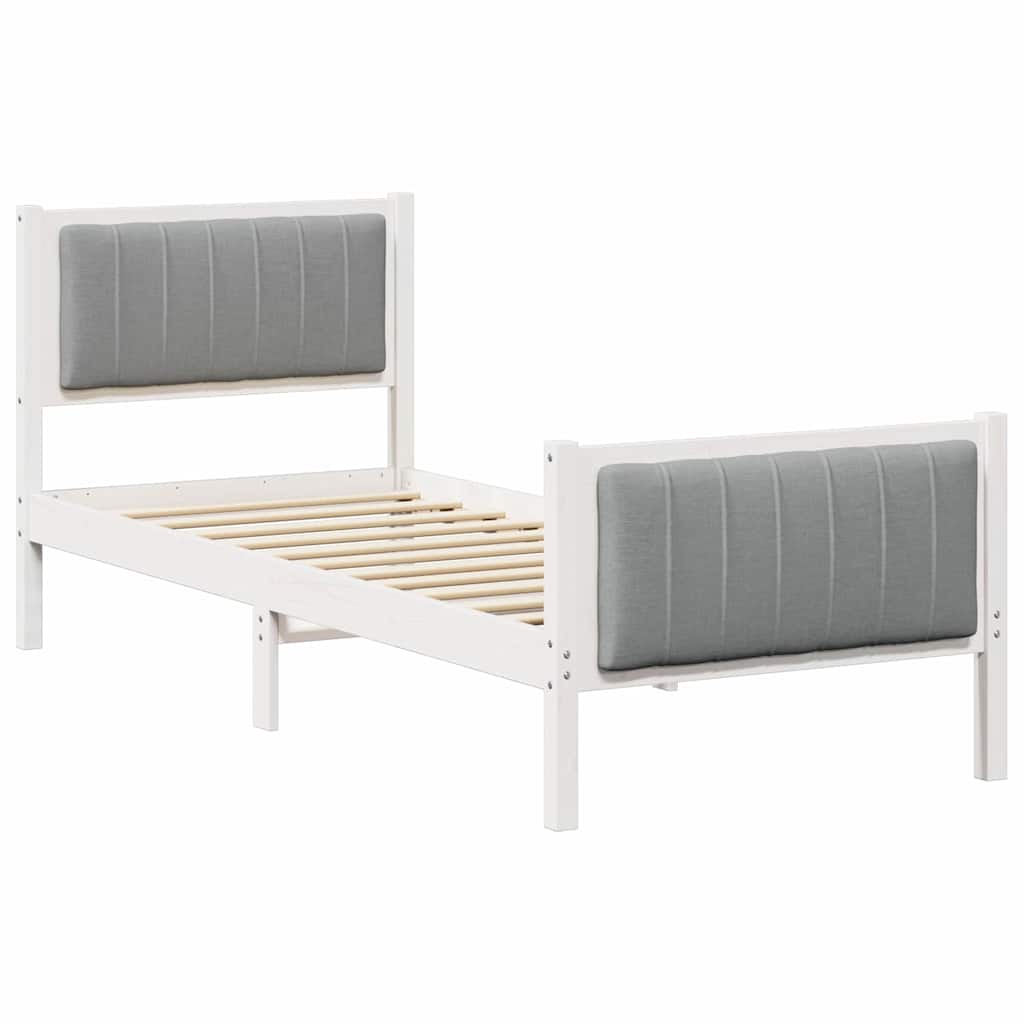 Cadre de lit Blanc et gris clair 75 x 190 cm Bois massif en pin - XIOS