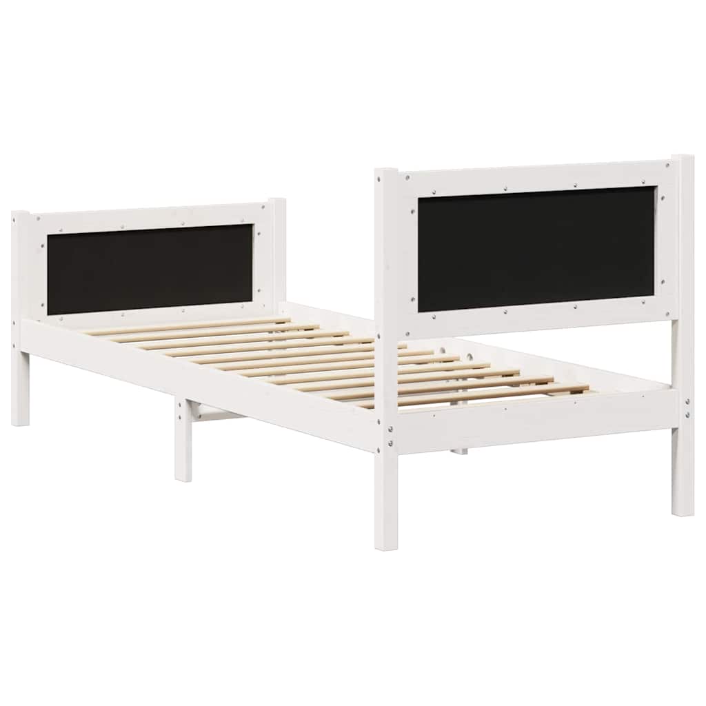 Cadre de lit Blanc et gris clair 75 x 190 cm Bois massif en pin - XIOS