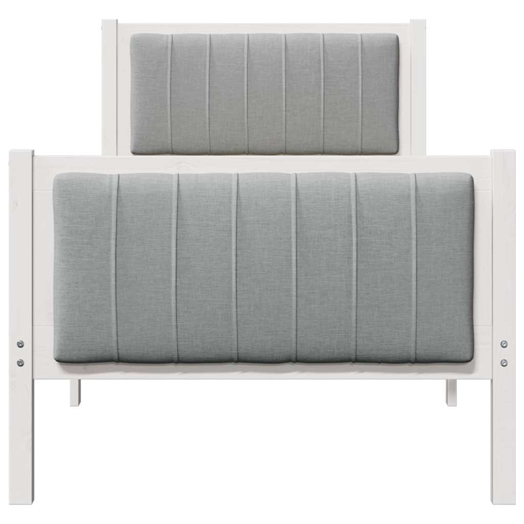 Cadre de lit Blanc et gris clair 75 x 190 cm Bois massif en pin - XIOS
