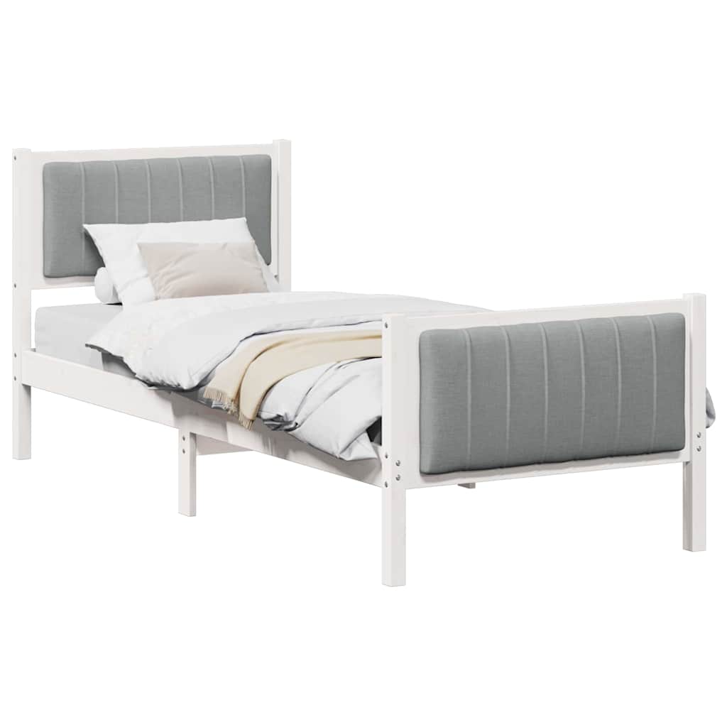 Cadre de lit Blanc et gris clair 75 x 190 cm Bois massif en pin - XIOS