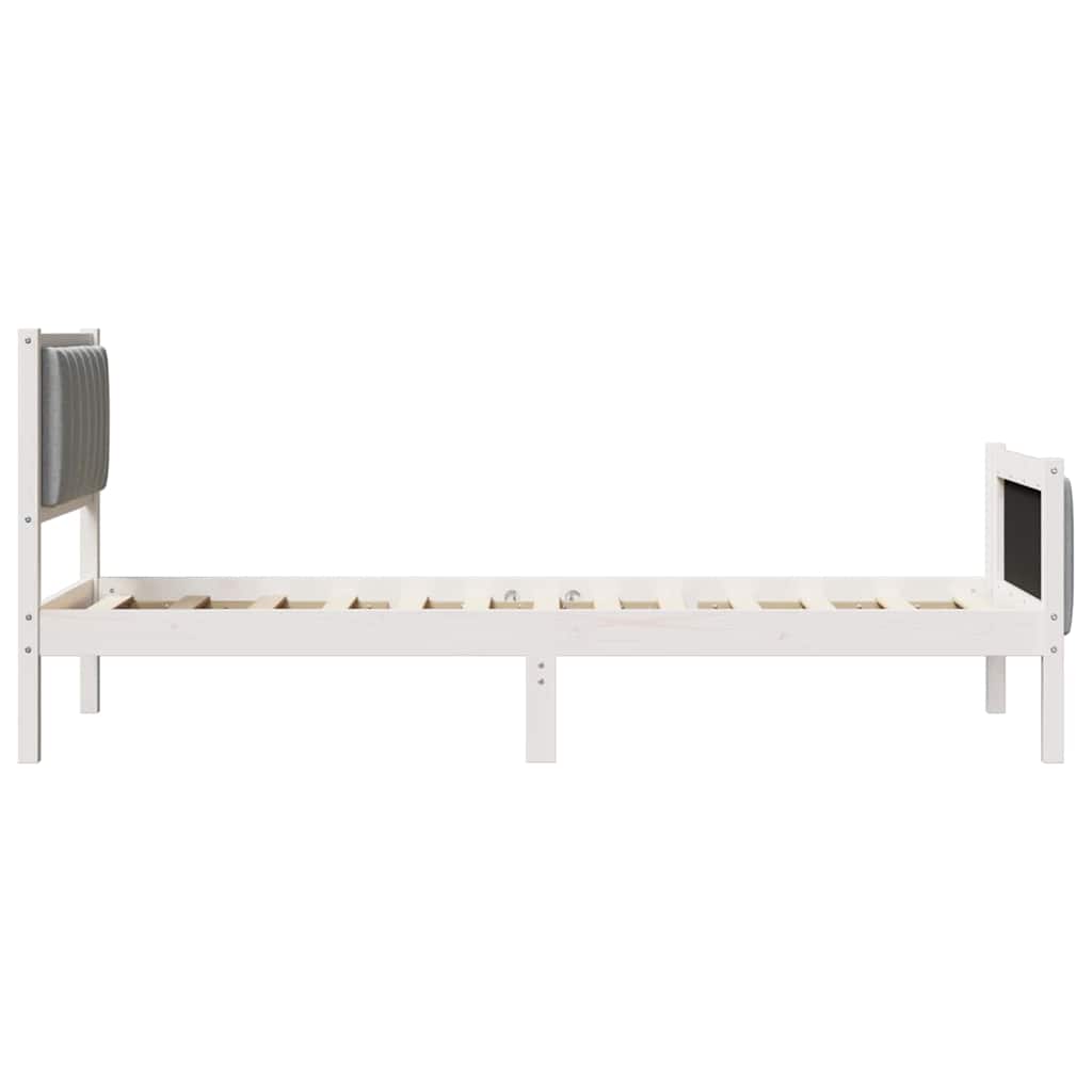 Cadre de lit Blanc et gris clair 75 x 190 cm Bois massif en pin - XIOS