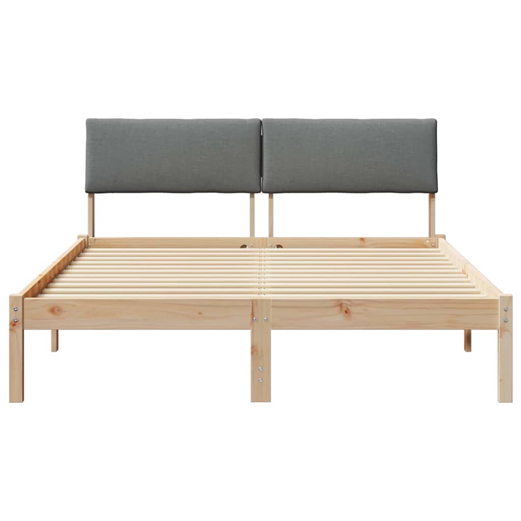 Cadre de lit avec tête de lit marron et gris foncé 160 x 200 cm - XIOS