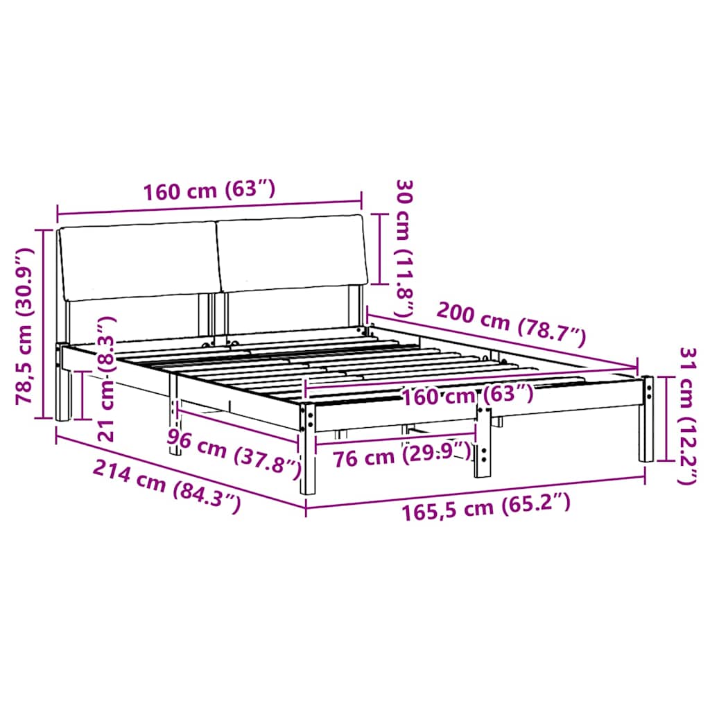 Cadre de lit avec tête de lit marron et gris foncé 160 x 200 cm - XIOS