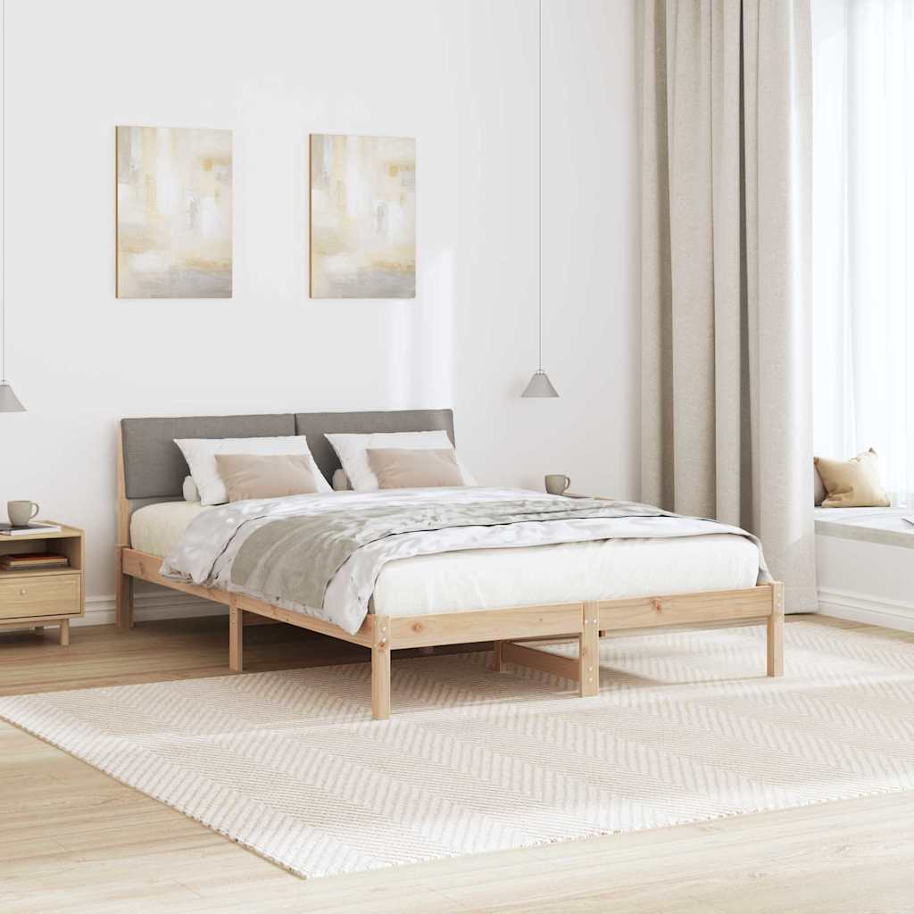Cadre de lit Marron et taupe 160 x 200 cm Bois massif en pin - XIOS