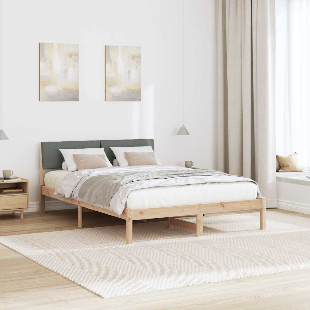Cadre de lit avec tête de lit marron et gris foncé 150 x 200 cm - XIOS