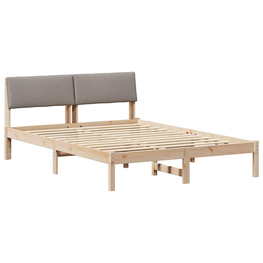 Cadre de lit Marron et taupe 140 x 200 cm Bois massif en pin - XIOS