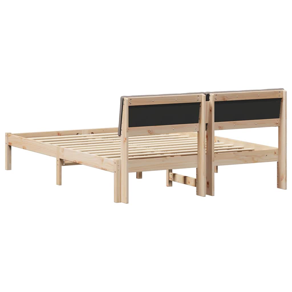 Cadre de lit Marron et taupe 140 x 200 cm Bois massif en pin - XIOS