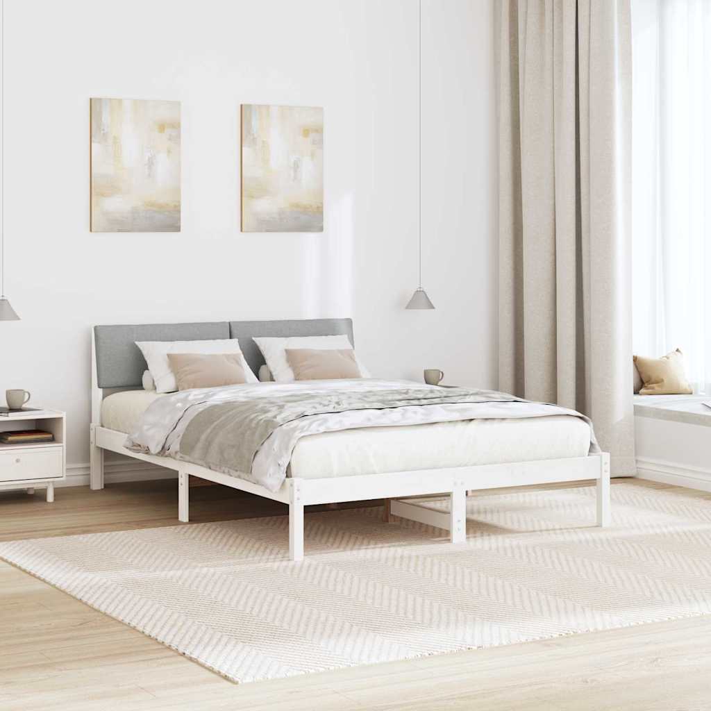 Cadre de lit avec tête de lit Blanc et gris clair 140 x 200 cm - XIOS