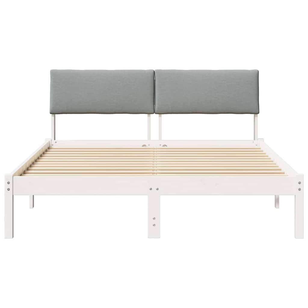 Cadre de lit avec tête de lit Blanc et gris clair 140 x 200 cm - XIOS