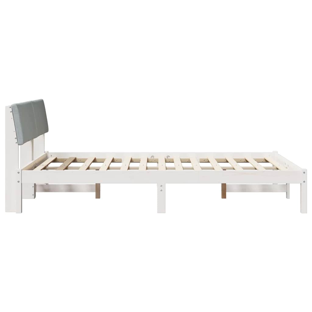 Cadre de lit avec tête de lit Blanc et gris clair 140 x 200 cm - XIOS
