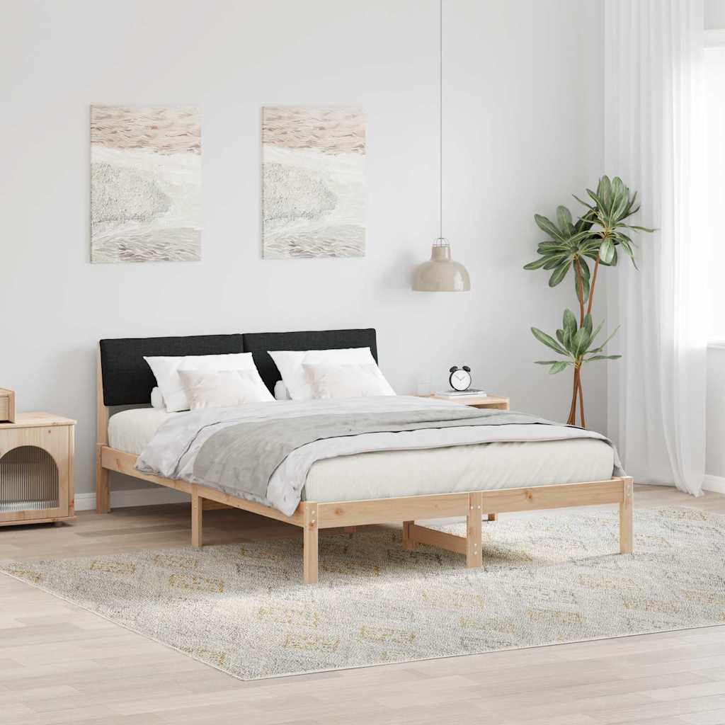 Cadre de lit Marron et noir 140 x 190 cm Bois massif en pin - XIOS