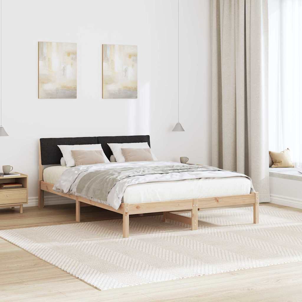 Cadre de lit Marron et noir 140 x 190 cm Bois massif en pin - XIOS