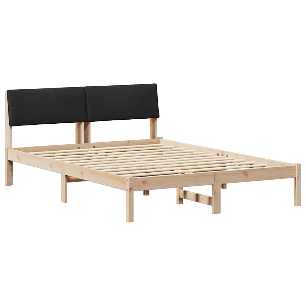 Cadre de lit Marron et noir 140 x 190 cm Bois massif en pin - XIOS