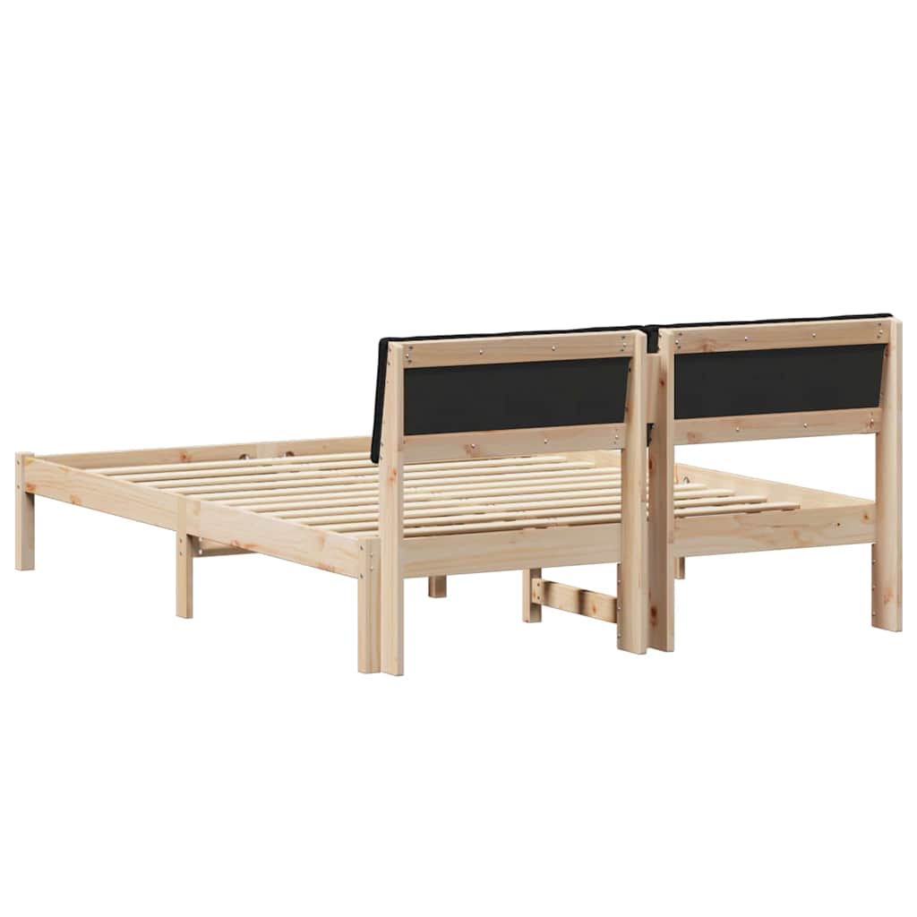 Cadre de lit Marron et noir 140 x 190 cm Bois massif en pin - XIOS