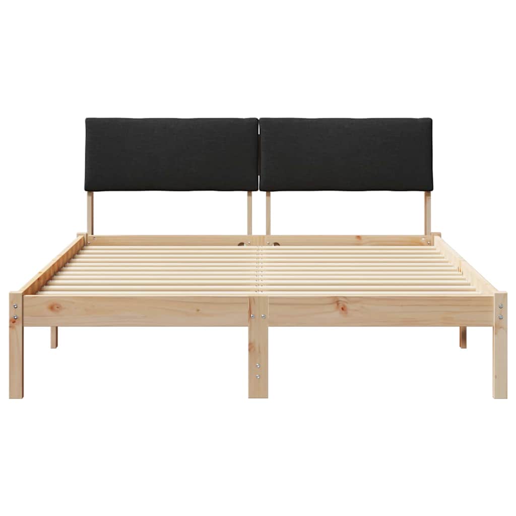 Cadre de lit Marron et noir 140 x 190 cm Bois massif en pin - XIOS
