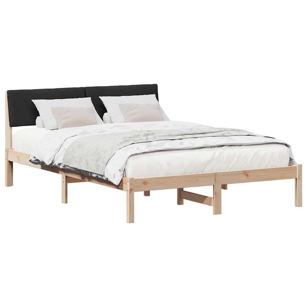 Cadre de lit Marron et noir 140 x 190 cm Bois massif en pin - XIOS