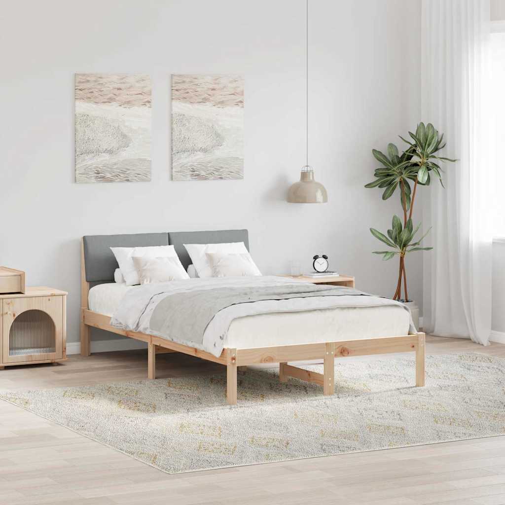 Cadre de lit avec tête de lit Marron et gris clair 120 x 190 cm - XIOS