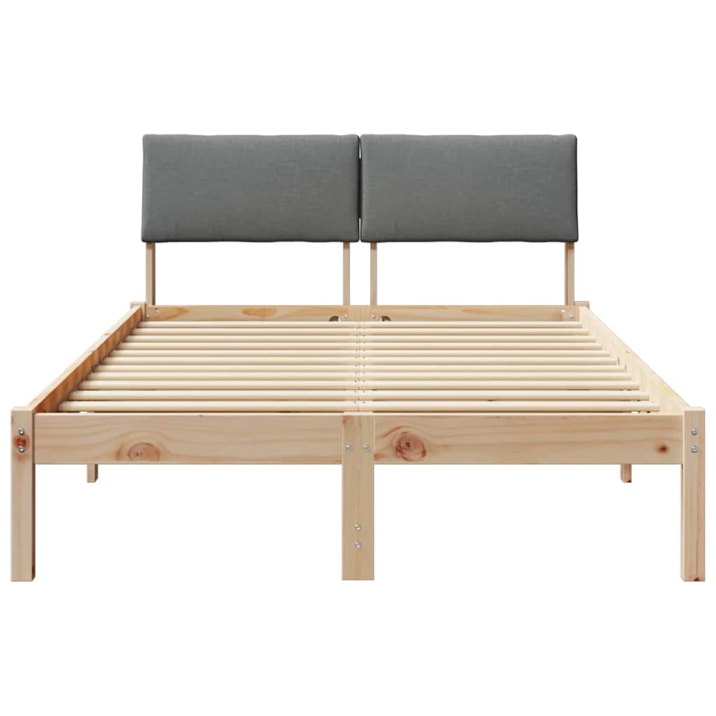 Cadre de lit avec tête de lit marron et gris foncé 120 x 190 cm - XIOS