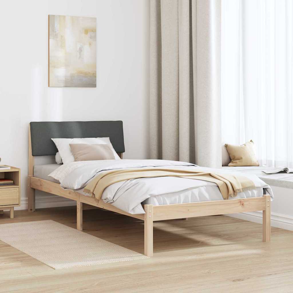 Cadre de lit avec tête de lit marron et gris foncé 100 x 200 cm - XIOS