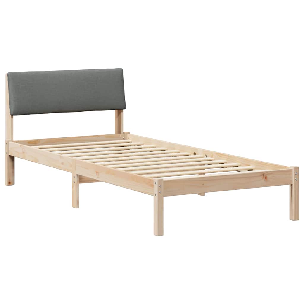 Cadre de lit avec tête de lit marron et gris foncé 90 x 200 cm - XIOS