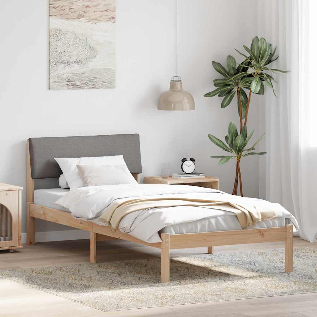 Cadre de lit Marron et taupe 90 x 200 cm Bois massif en pin - XIOS