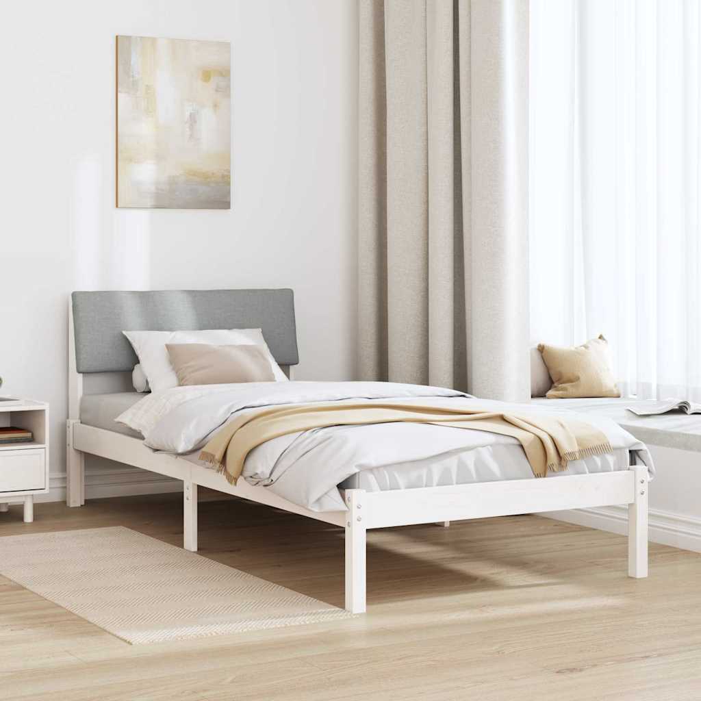 Cadre de lit Blanc et gris clair 90 x 200 cm Bois massif en pin - XIOS