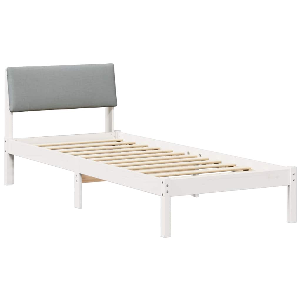 Cadre de lit Blanc et gris clair 80 x 200 cm Bois massif en pin - XIOS