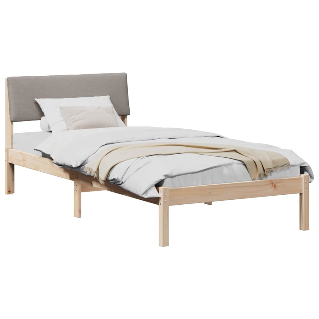 Cadre de lit Marron et taupe 90 x 190 cm Bois massif en pin - XIOS