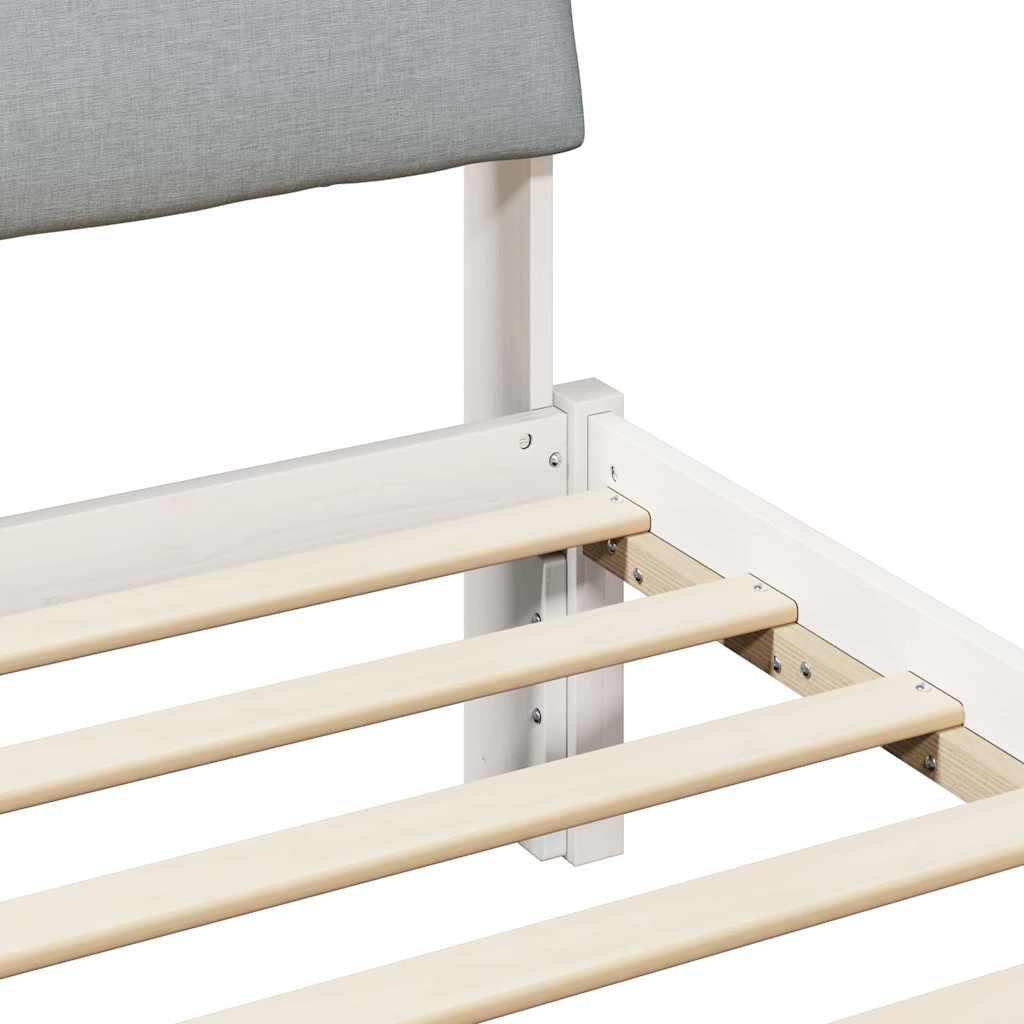 Cadre de lit Blanc et gris clair 90 x 190 cm Bois massif en pin - XIOS