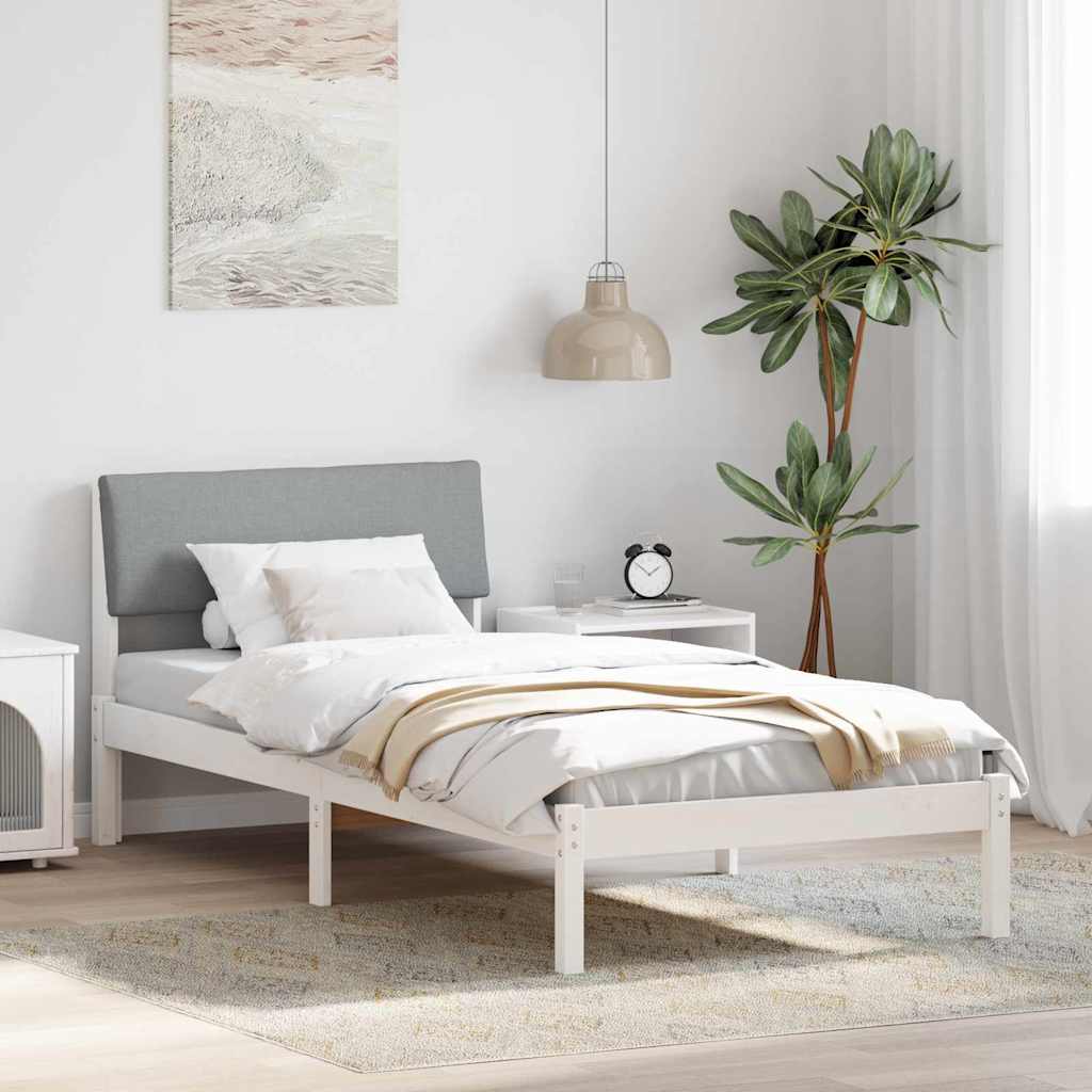 Cadre de lit Blanc et gris clair 90 x 190 cm Bois massif en pin - XIOS
