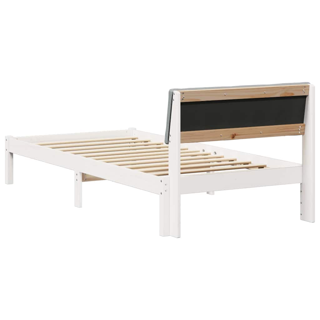 Cadre de lit Blanc et gris clair 90 x 190 cm Bois massif en pin - XIOS