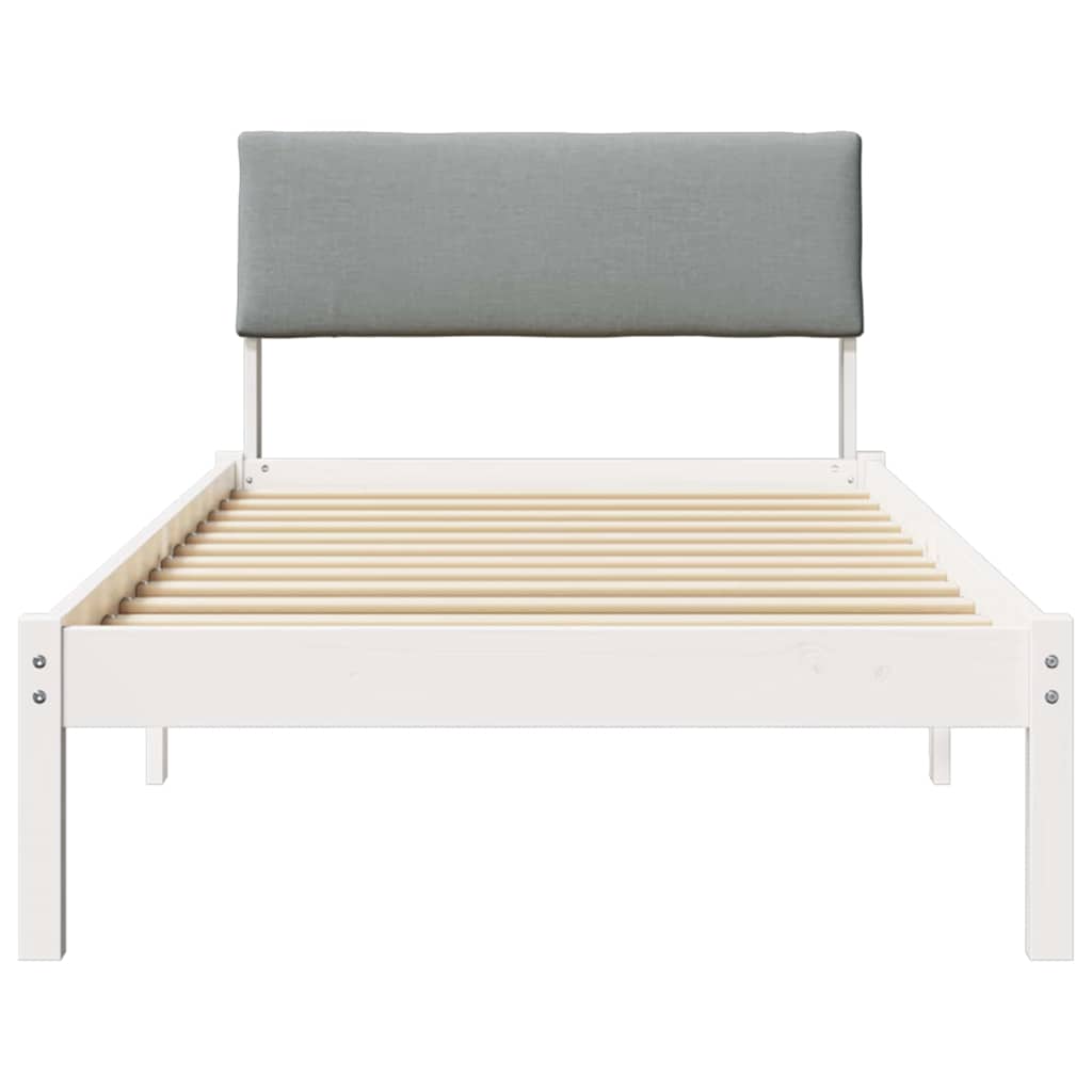 Cadre de lit Blanc et gris clair 90 x 190 cm Bois massif en pin - XIOS