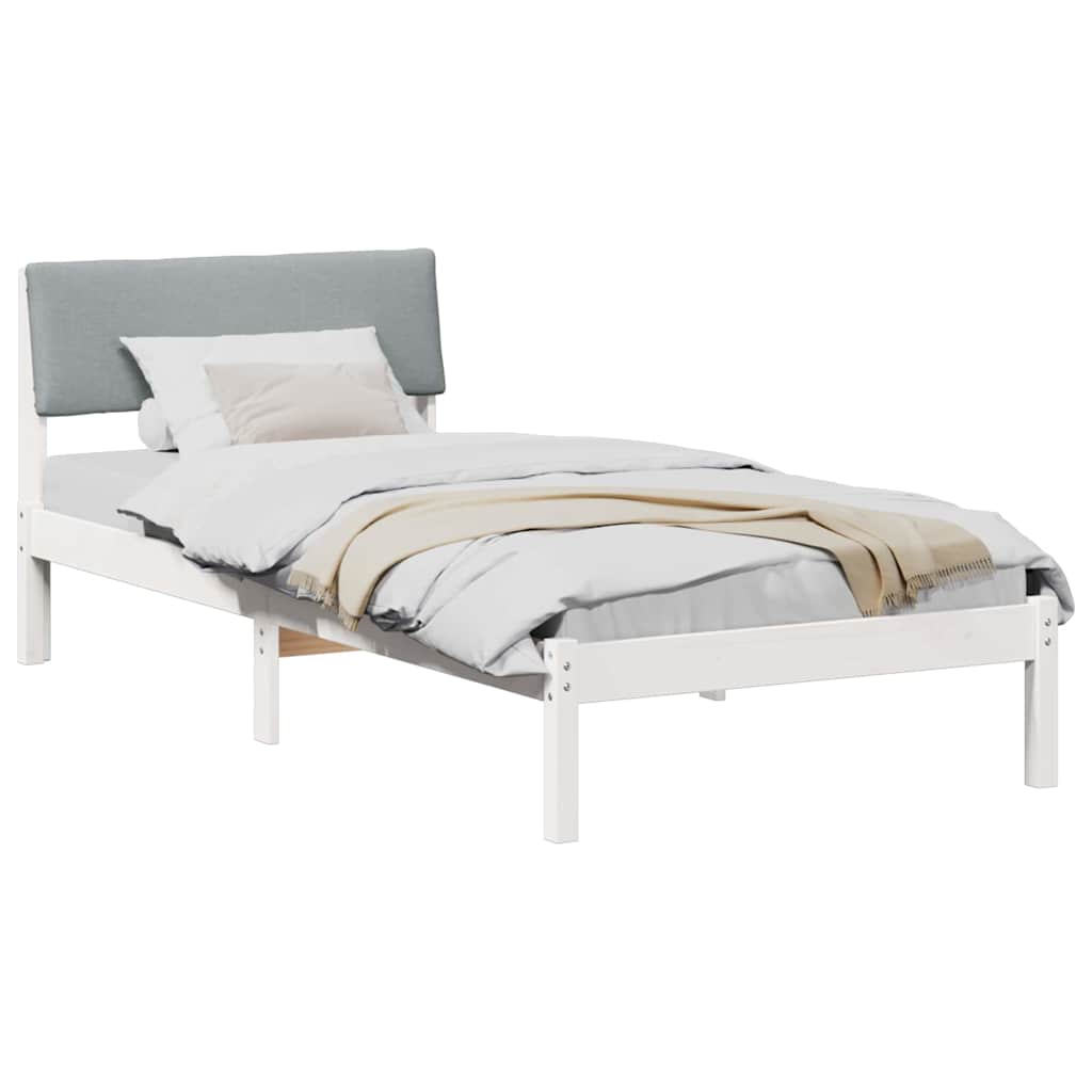 Cadre de lit Blanc et gris clair 90 x 190 cm Bois massif en pin - XIOS