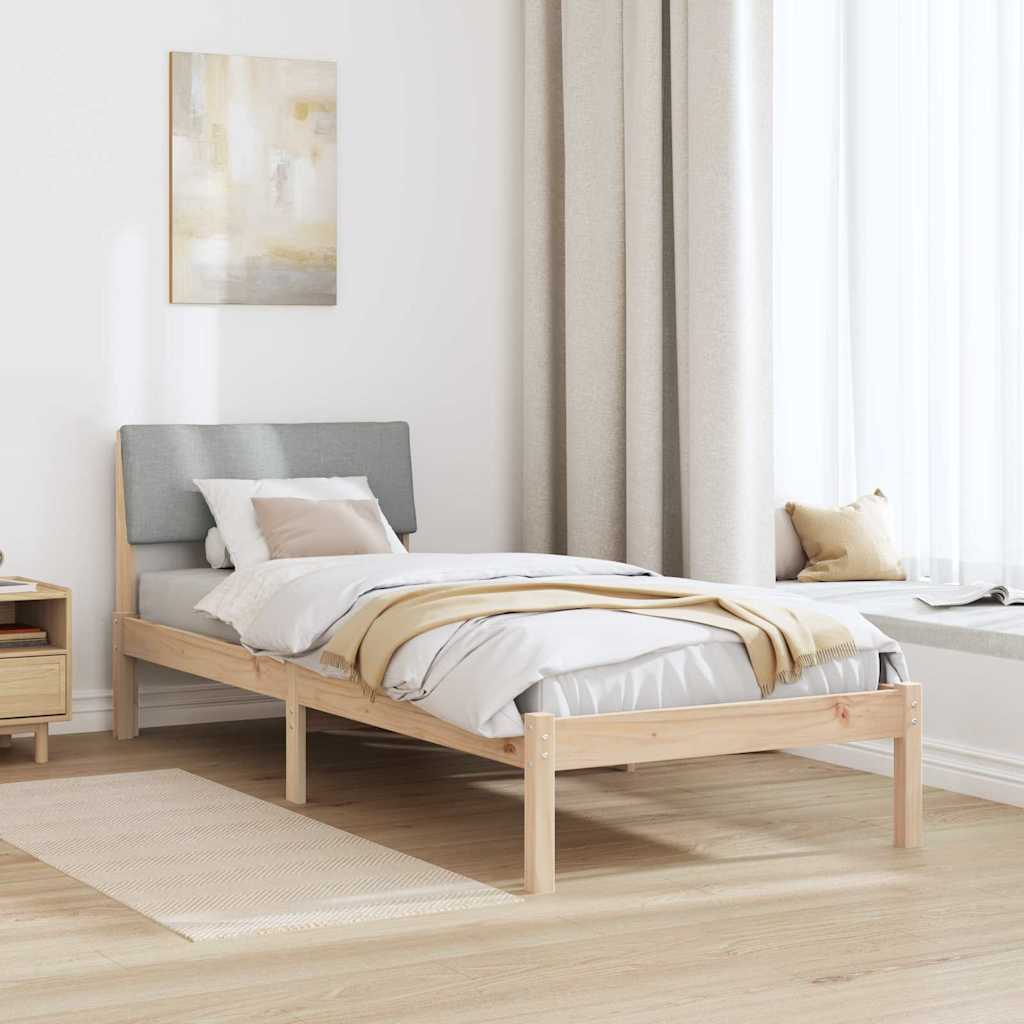 Cadre de lit avec tête de lit Marron et gris clair 75 x 190 cm - XIOS