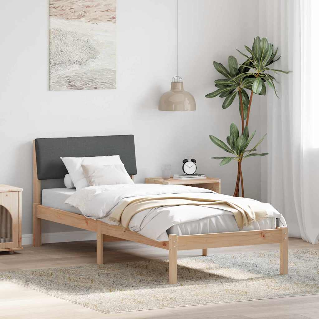 Cadre de lit avec tête de lit marron et gris foncé 75 x 190 cm - XIOS