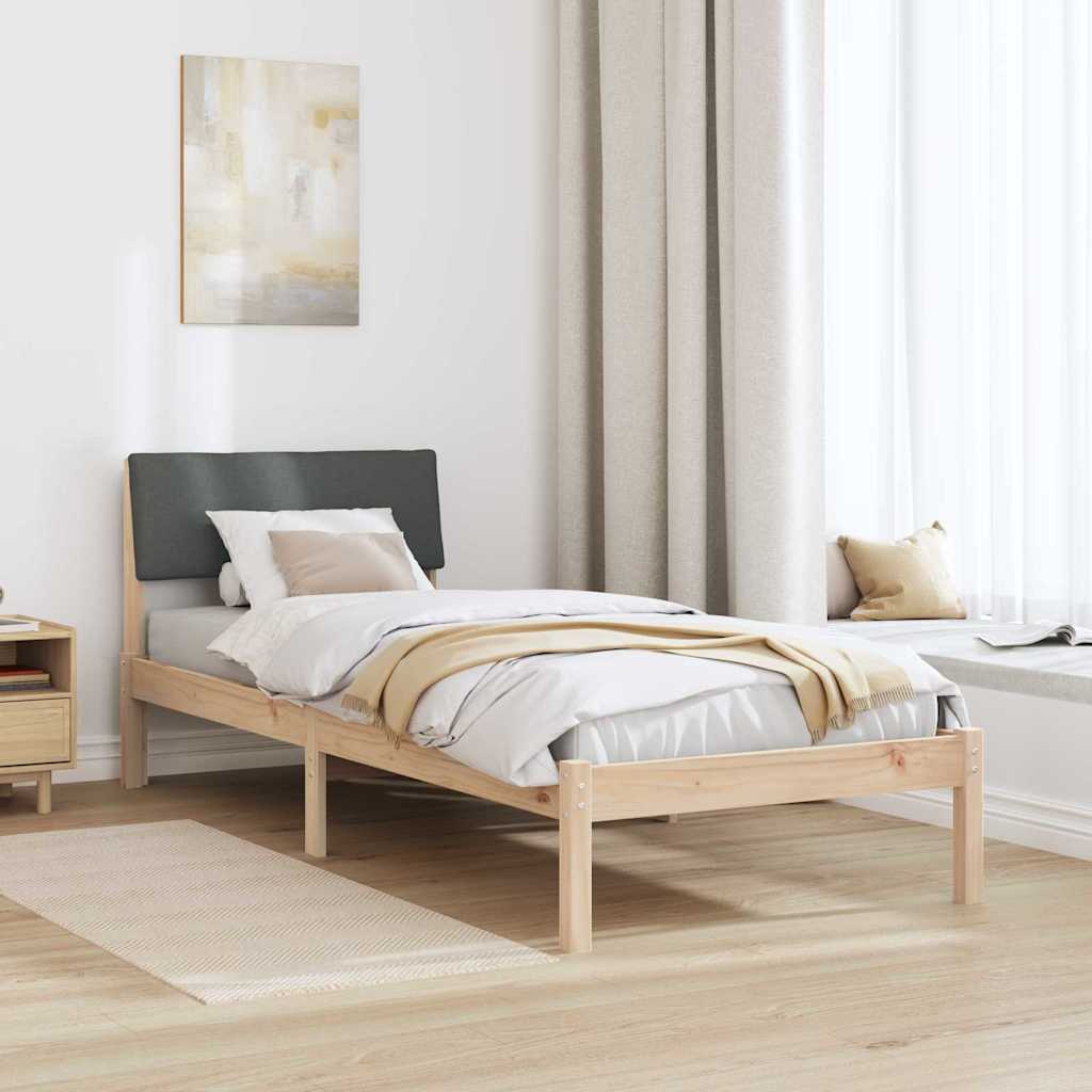 Cadre de lit avec tête de lit marron et gris foncé 75 x 190 cm - XIOS
