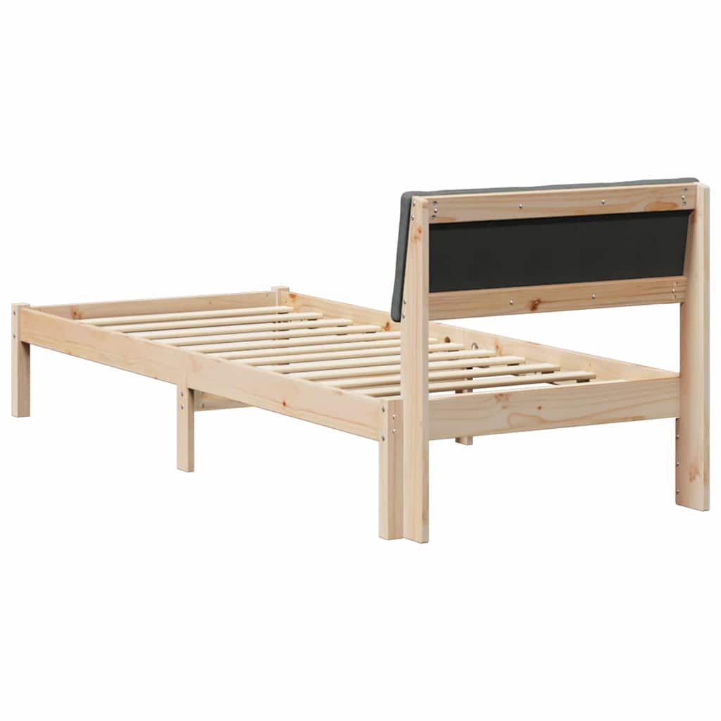 Cadre de lit avec tête de lit marron et gris foncé 75 x 190 cm - XIOS