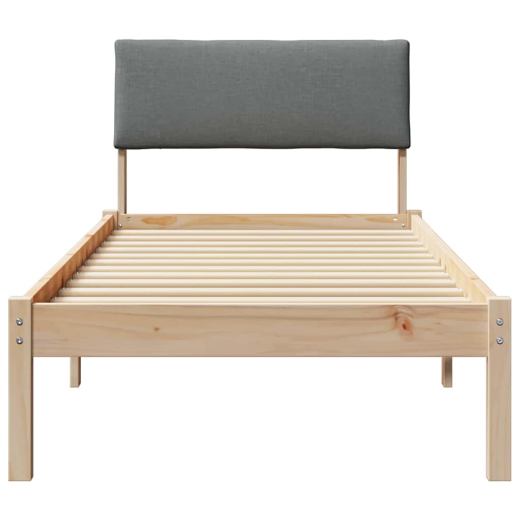 Cadre de lit avec tête de lit marron et gris foncé 75 x 190 cm - XIOS