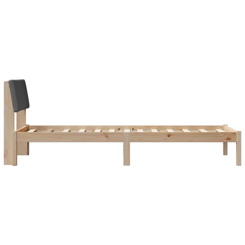 Cadre de lit avec tête de lit marron et gris foncé 75 x 190 cm - XIOS