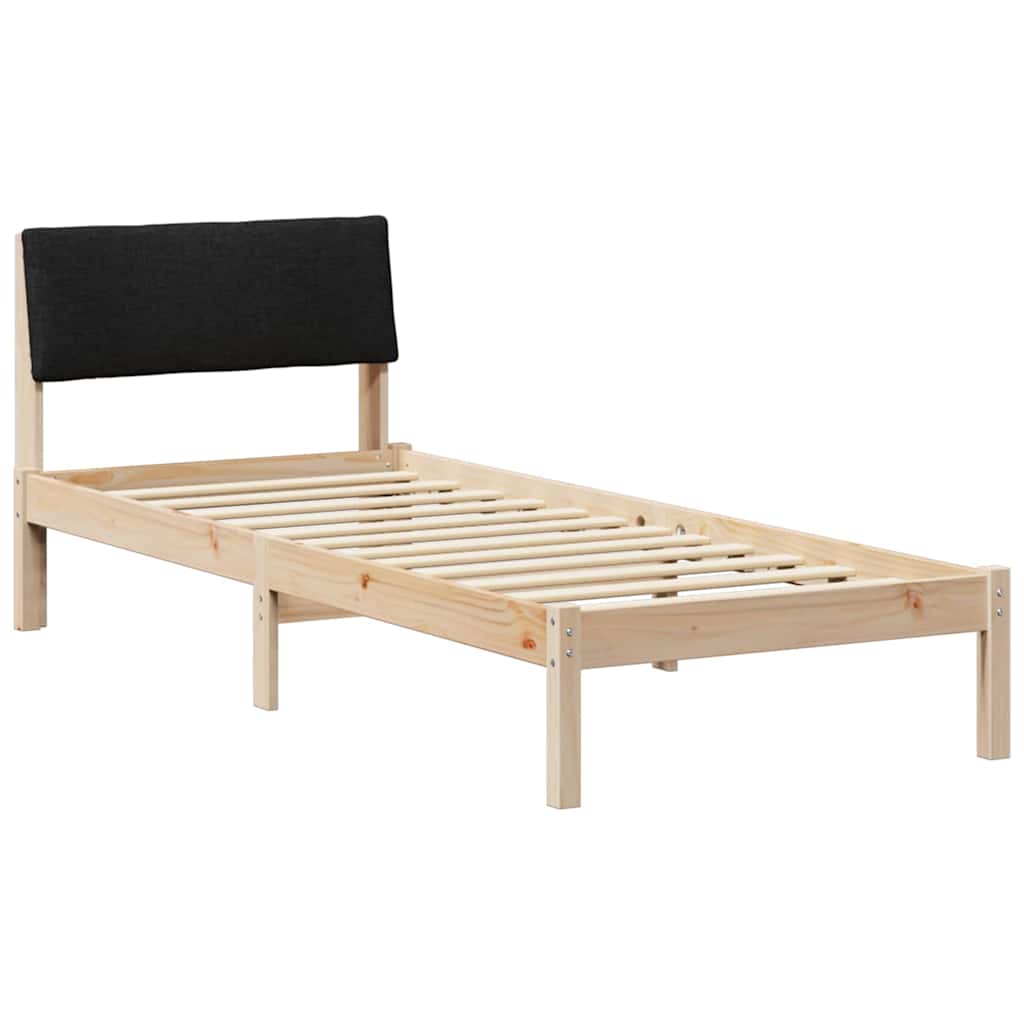 Cadre de lit Marron et noir 75 x 190 cm Bois massif en pin - XIOS