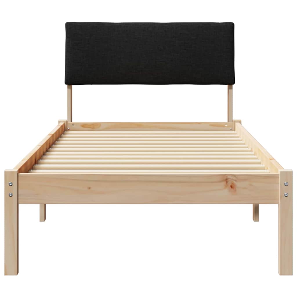 Cadre de lit Marron et noir 75 x 190 cm Bois massif en pin - XIOS
