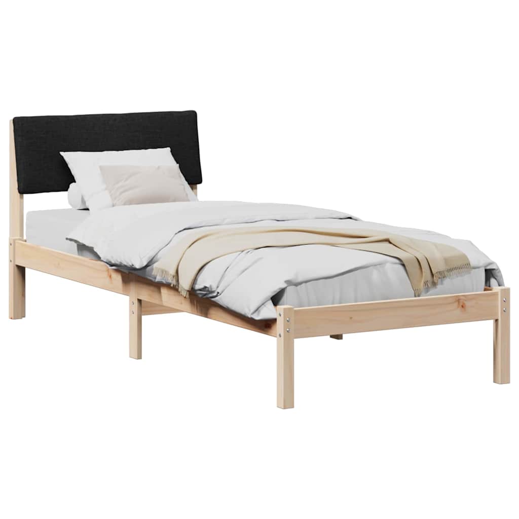 Cadre de lit Marron et noir 75 x 190 cm Bois massif en pin - XIOS