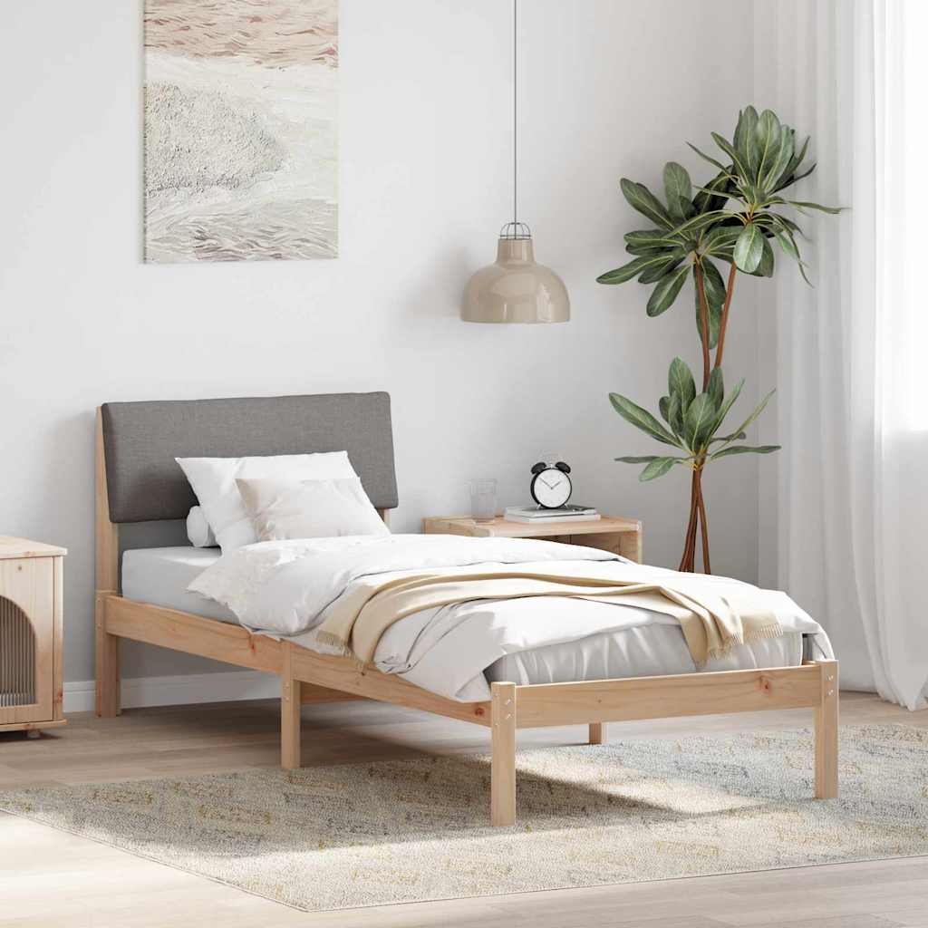 Cadre de lit Marron et taupe 75 x 190 cm Bois massif en pin - XIOS
