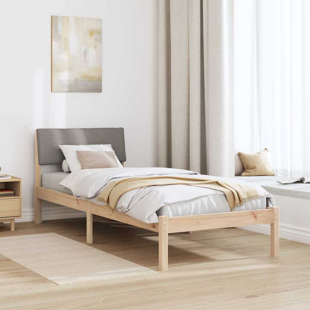 Cadre de lit Marron et taupe 75 x 190 cm Bois massif en pin - XIOS