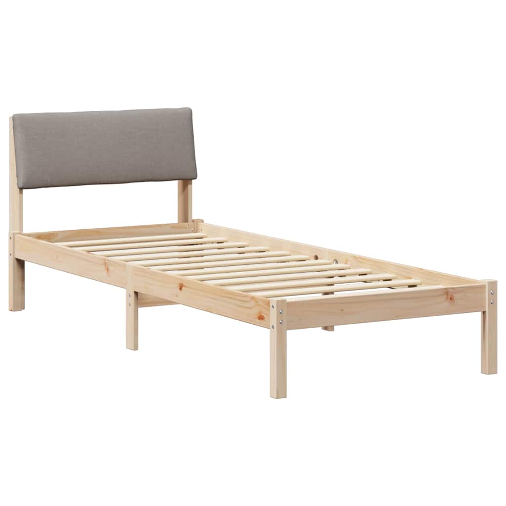 Cadre de lit Marron et taupe 75 x 190 cm Bois massif en pin - XIOS