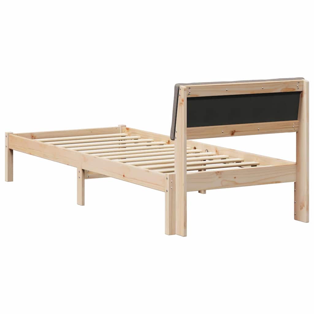 Cadre de lit Marron et taupe 75 x 190 cm Bois massif en pin - XIOS