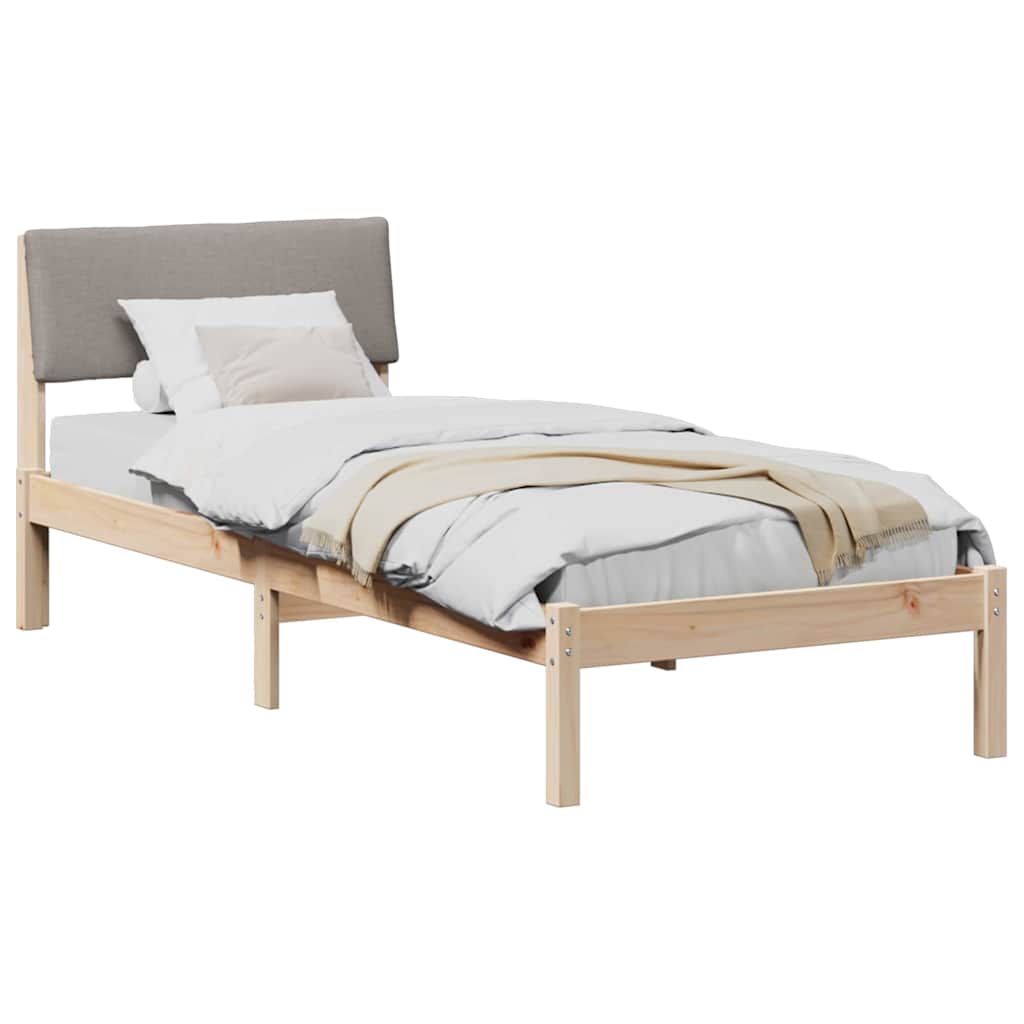 Cadre de lit Marron et taupe 75 x 190 cm Bois massif en pin - XIOS
