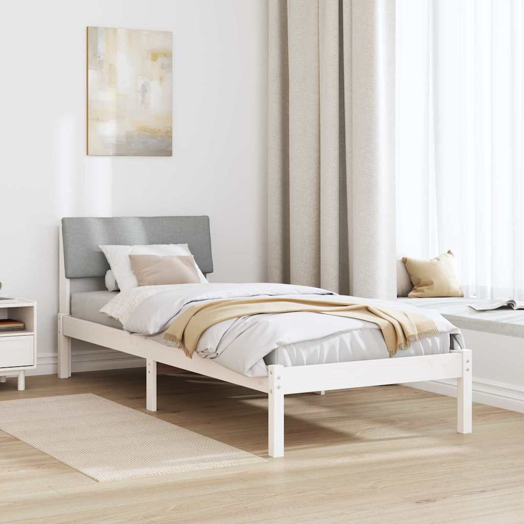 Cadre de lit Blanc et gris clair 75 x 190 cm Bois massif en pin - XIOS